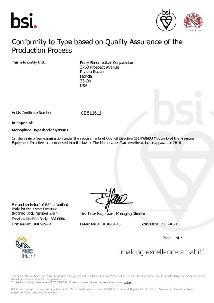 Perry Baromedical - Garantía de calidad de la producción BSI